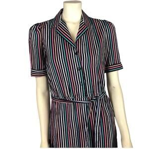 Vintage 80s JR Dressworks multi color striped dress size 7